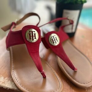 Tommy Hilfiger Red and Brown Sandals